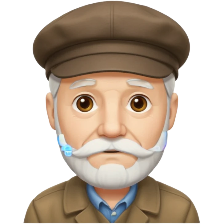 Old man white beard wearing a flat cap emoji