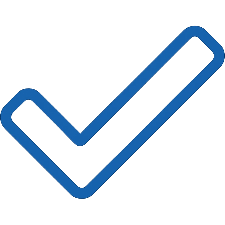Change the checkmark to white while keeping the blue outline in a simple modern color outline style with no background. emoji