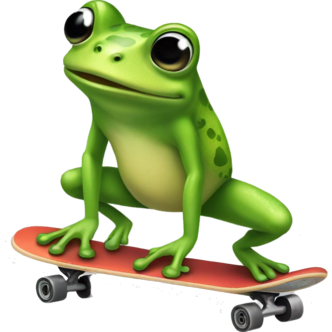 Frog riding a skateboard  emoji