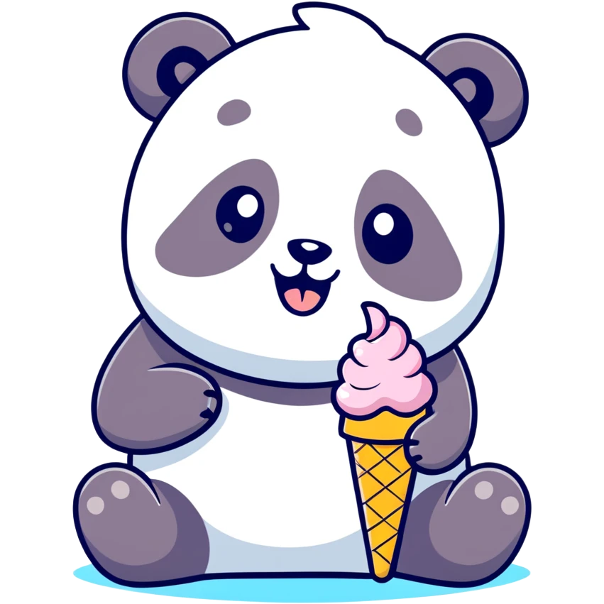 Panda eating ice cream emoji