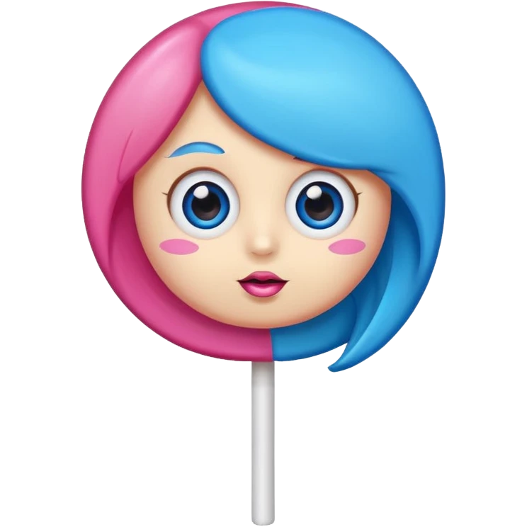 cute lollipop with eyes and hair and charactarized like cartoon but doesnt look like human emoji