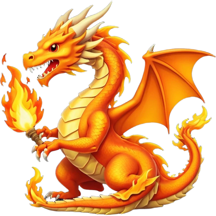 Fire dragon breathing fire, simplified google facebook artstyle emoji