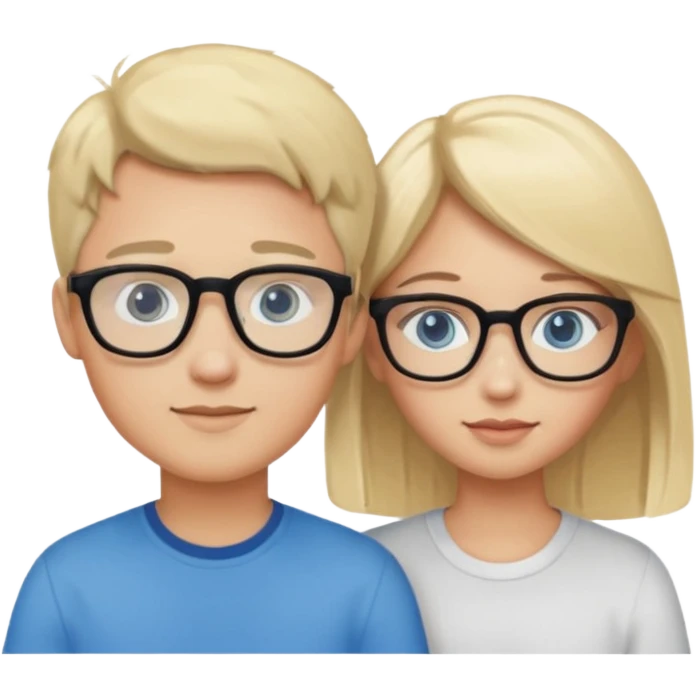 cute couple with a girl with blonde hair and blue eyes and the boy with dark hair and glasses  emoji
