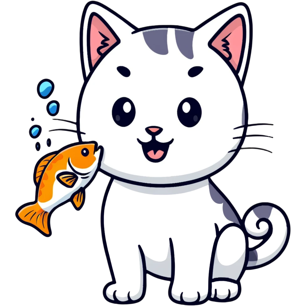 Cat eating fish emoji