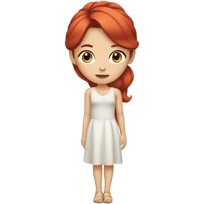 asian girl who's mbti is isfp, red hair, makeup, dress emoji