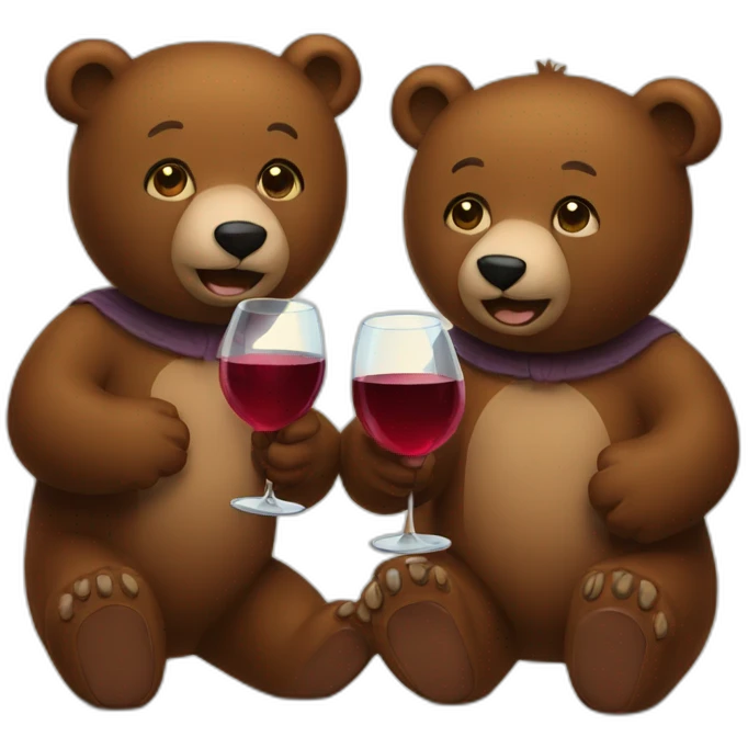 two bears drinking wine emoji