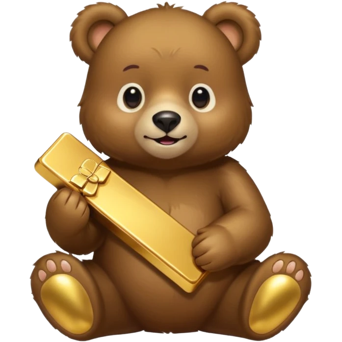 Cute bear with a gold bar. PNG format. 127 KB, 100*100 pixels. emoji