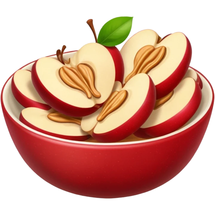 apple slices pieces in bowl with peanutbutter emoji