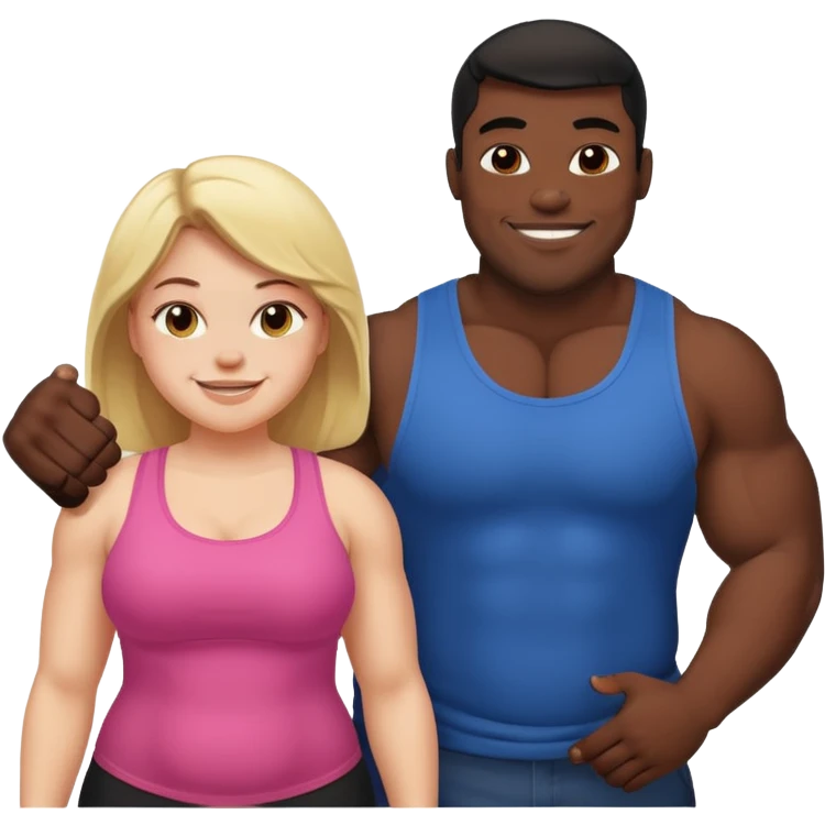 Fat white girl muscular black man  emoji