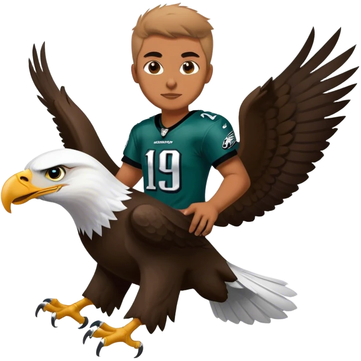 Me riding an eagle in a Philadelphia eagles jersey emoji