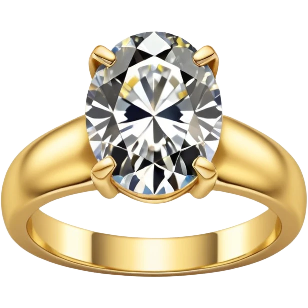 a gold diamond ring, plain band and large oval diamond stone emoji
