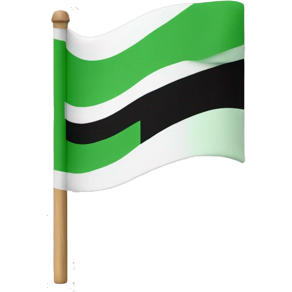 flag with three lines (green, white and black) in a stick  emoji