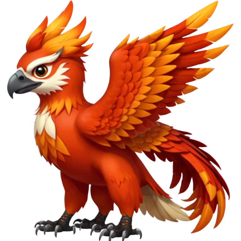 4-legged scaly Gryphon-Eagle-Hawk-Talonflame-Red-Panda-fusion-hybrid-animal-Fakémon-creature, full body emoji
