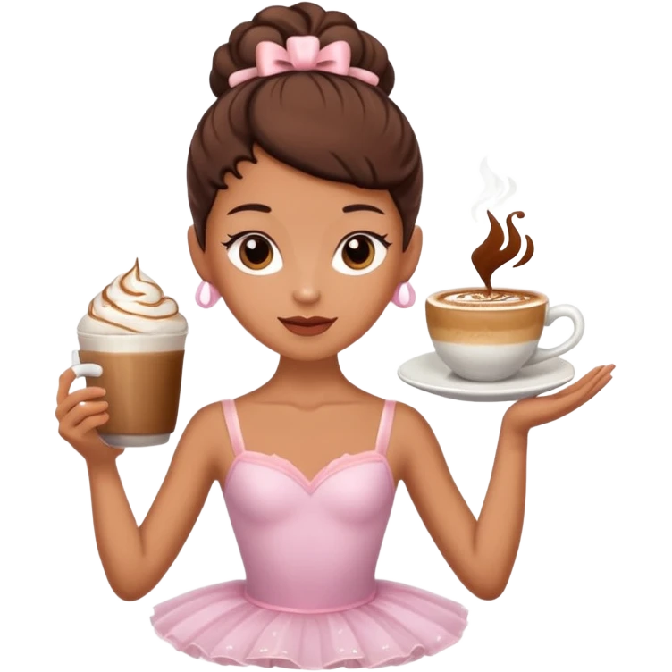 a ballerina with a head as a cup of capuchino  emoji