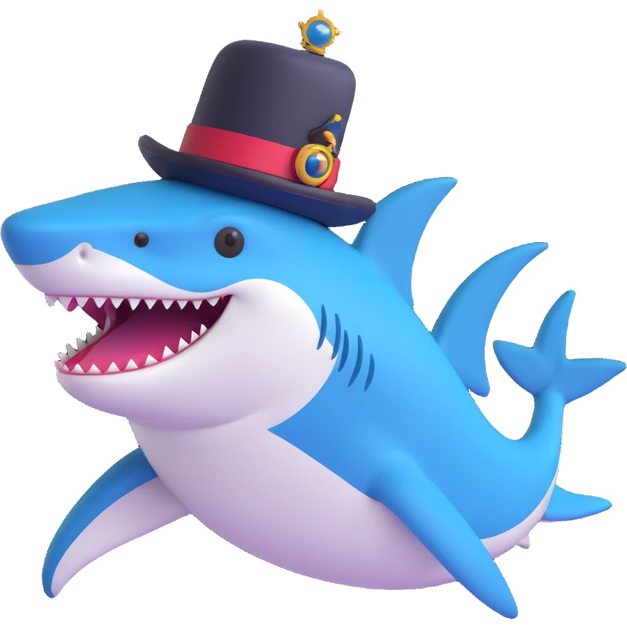 shark wearing a top hat and monocle emoji
