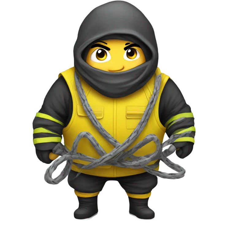 Fat ninja in a safety vest holding wires emoji