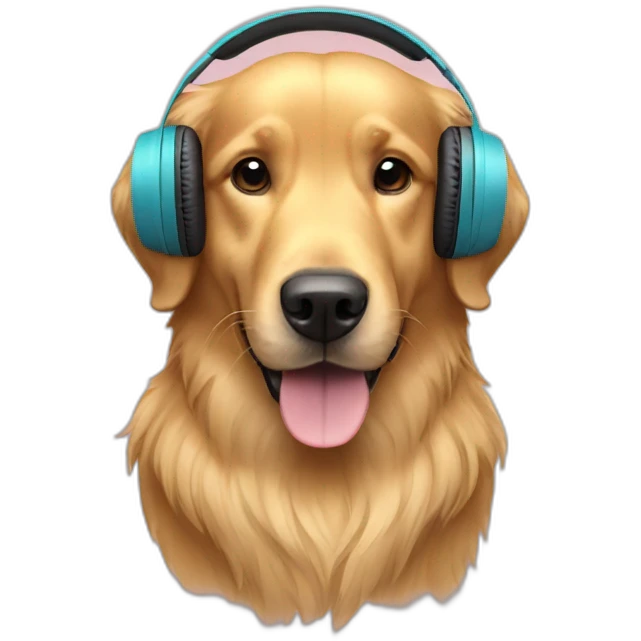 Golden retriever with headphones emoji