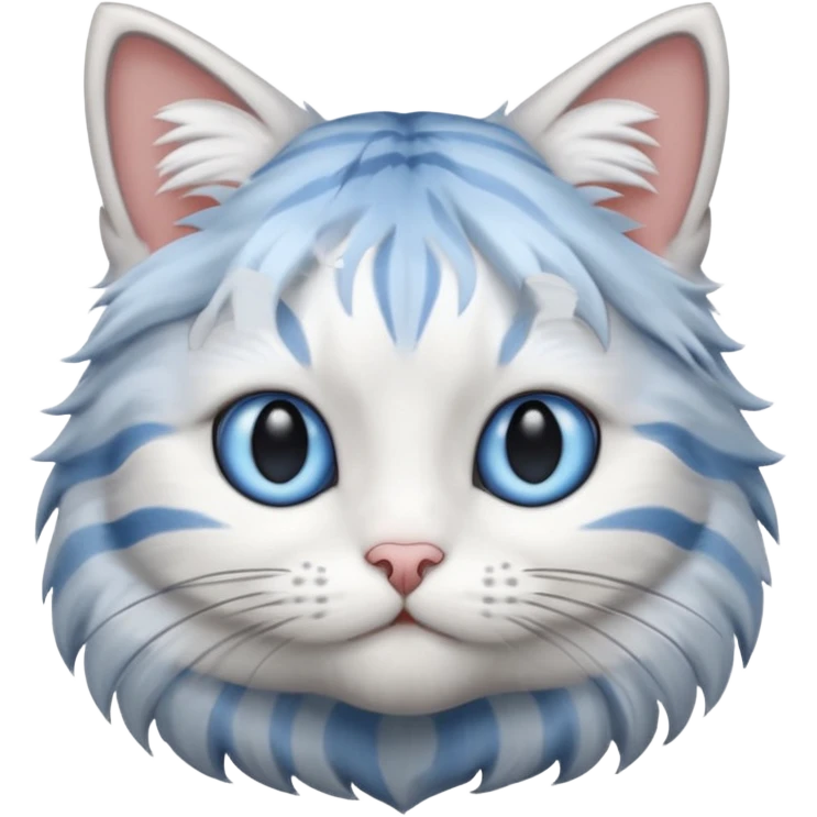 striped cat with white and gray hair and blue eyes emoji