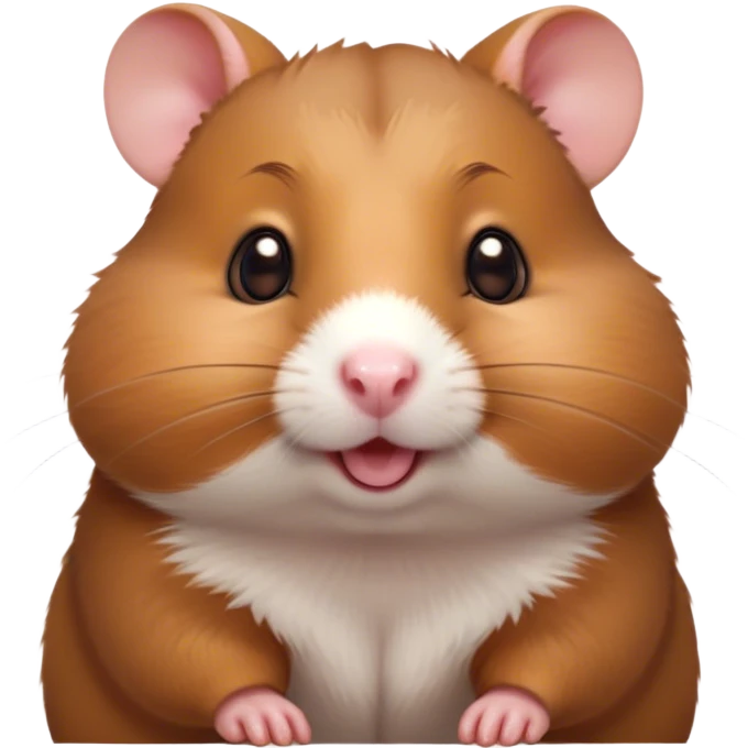 Cinematic Cute Brown Hamster Portrait Emoji, Head tilted playfully and inquisitively, featuring a glossy, rich brown fur with a delicate sheen, round, sparkling dark eyes filled with curiosity, Simplified yet irresistibly adorable features, highly detailed, glowing with a warm, friendly glow, high shine, affectionate and lively, stylized with a touch of whimsy, bright and endearing, soft glowing outline, capturing the essence of a mischievous yet loving hamster, so playful it feels like it could dash out of the screen and into your arms! emoji