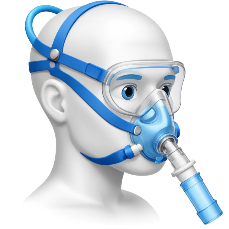 Blue VO2 max testing mouthpiece with breathing valve and tube, with nose clip, laboratory testing equipment emoji