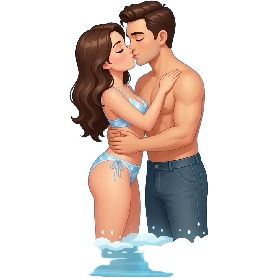 Waterfall with a couple having sex underneath emoji