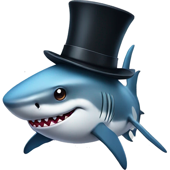 Shark with a top hat emoji