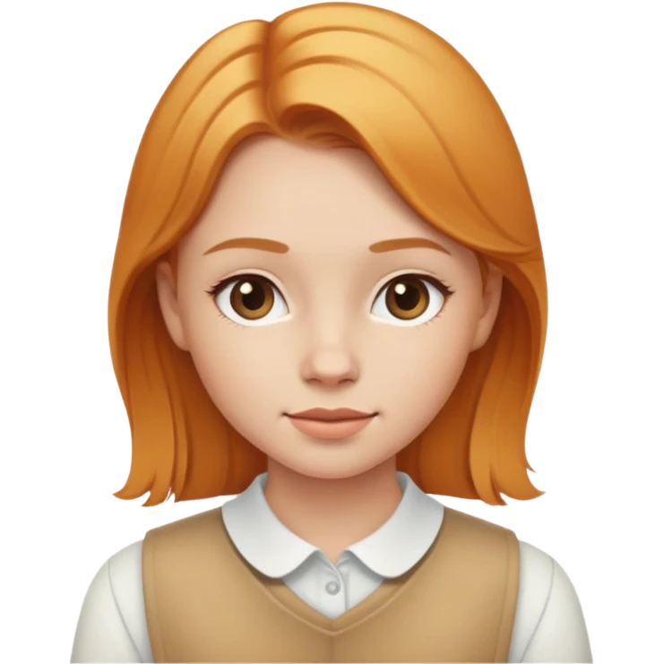 traditional simple emoji of young girl with ginger blonde hair, classic round face, simplified features, standard emoji style emoji