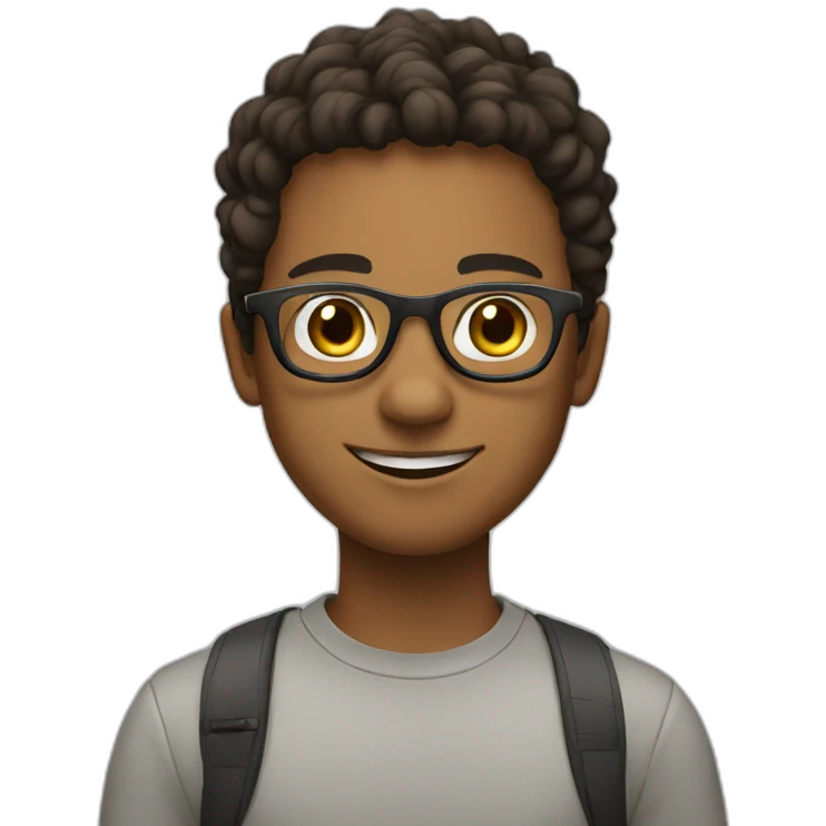 young person with glasses saying hi emoji