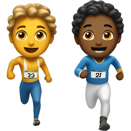 Two characters Race to Finish Line emoji