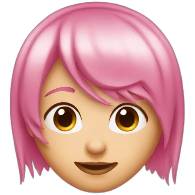 pink hair red eyes marks under eyes emoji