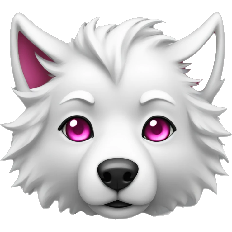 white wolf  with dark pink eyes hahaha emoji