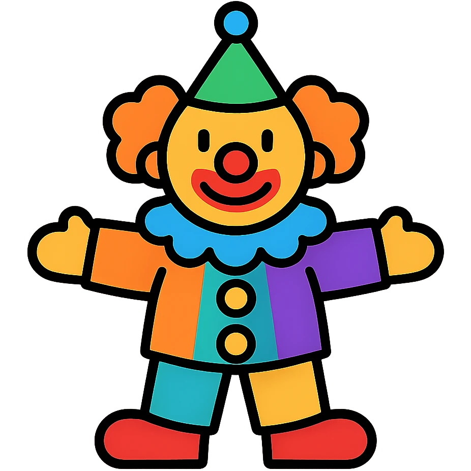 bright clown with multicolored costume emoji