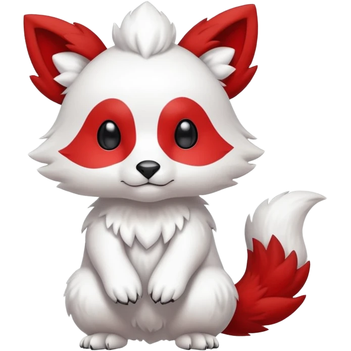 Cute cool white red animal hybrid Fakemon full body emoji