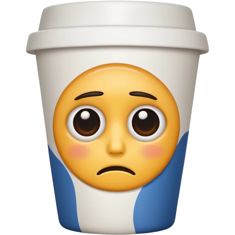 Create an emoji of a coffee cup ☕ with dark circles under its eyes, looking more tired than the drinker. emoji