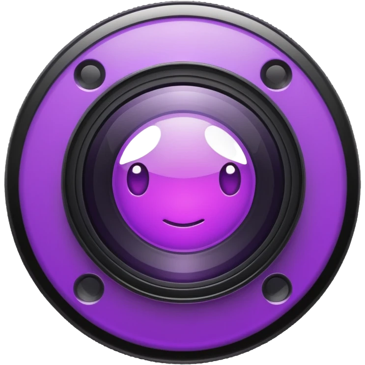 A round camera lens, apple emoji style, minimalist, with highlights, purple emoji