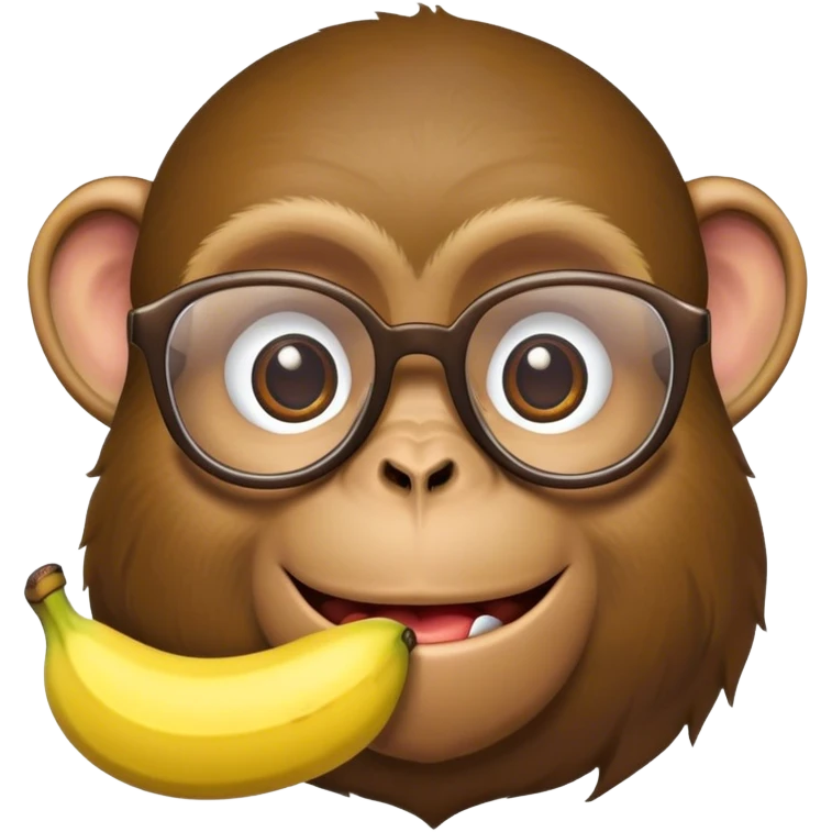 A monkey with glasses and banana  emoji