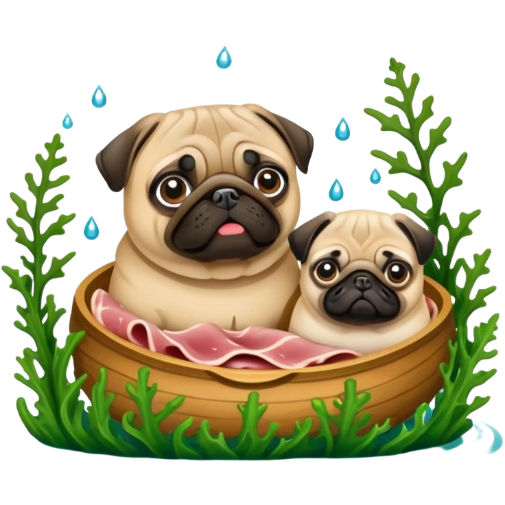 Ham and a pug inside seawead emoji