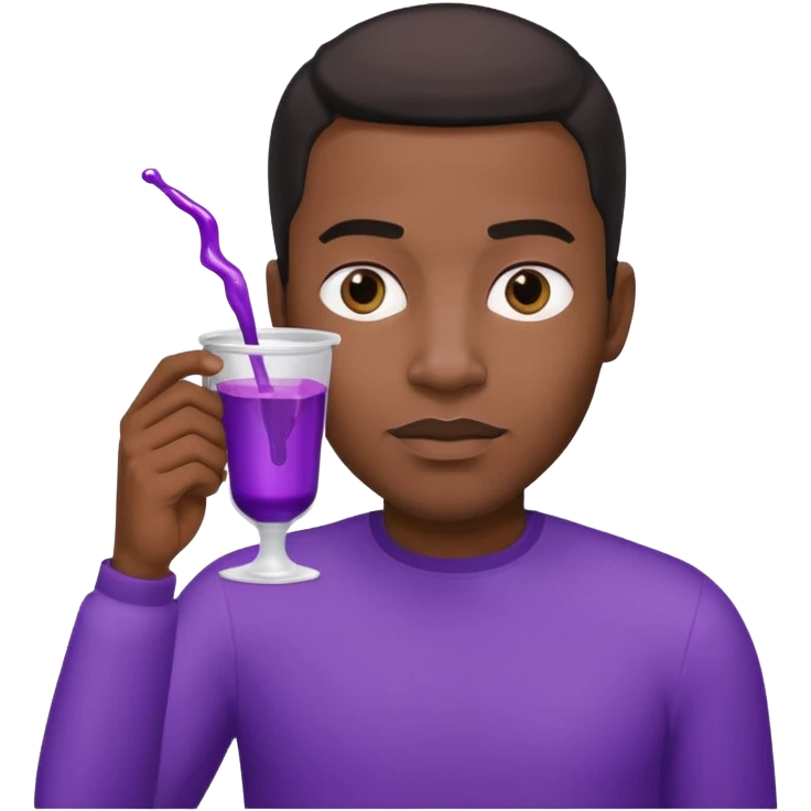 Black guy with a white double cup with purple liquid inside  emoji