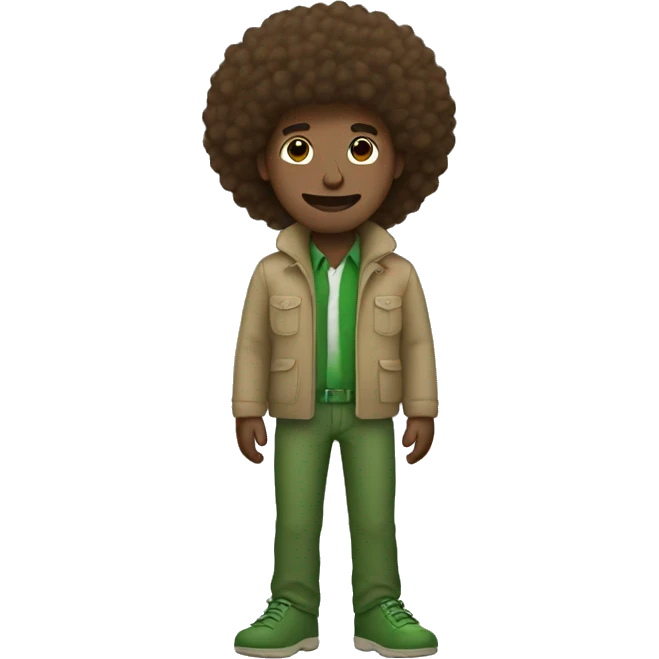 White man with brown Afro and green crocs  emoji