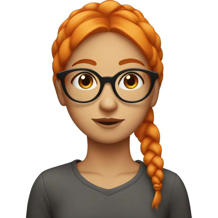 a girl with orange hair tied on both sides and a crooked pair of glasses emoji