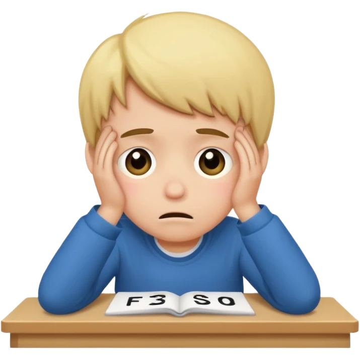 make  a sad kid who got an F on his english exam emoji