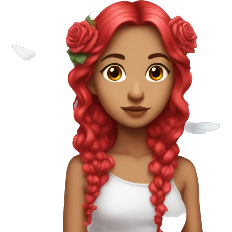 big wings, rose, Beautiful, fairy, red, long hair emoji