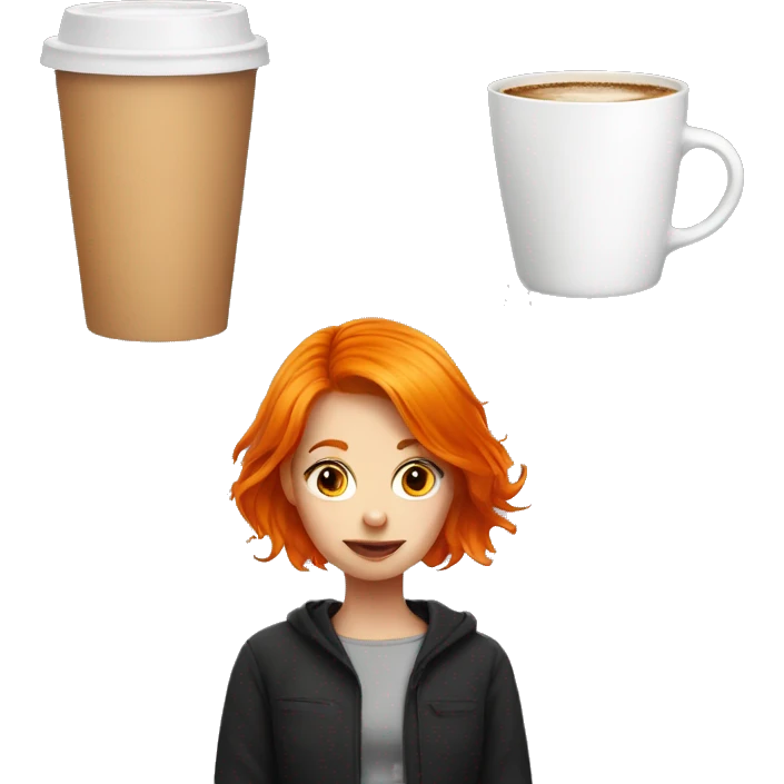 Orange hair girl with coffee  emoji