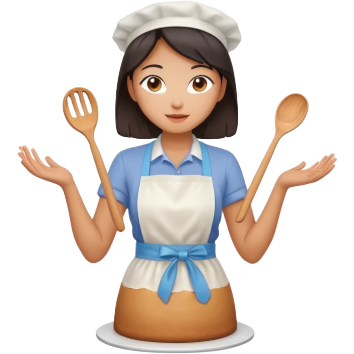 hot Asian girl baking a cake emoji