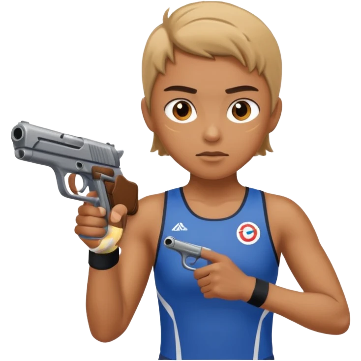 athlete with gun shooting, in olymoics emoji