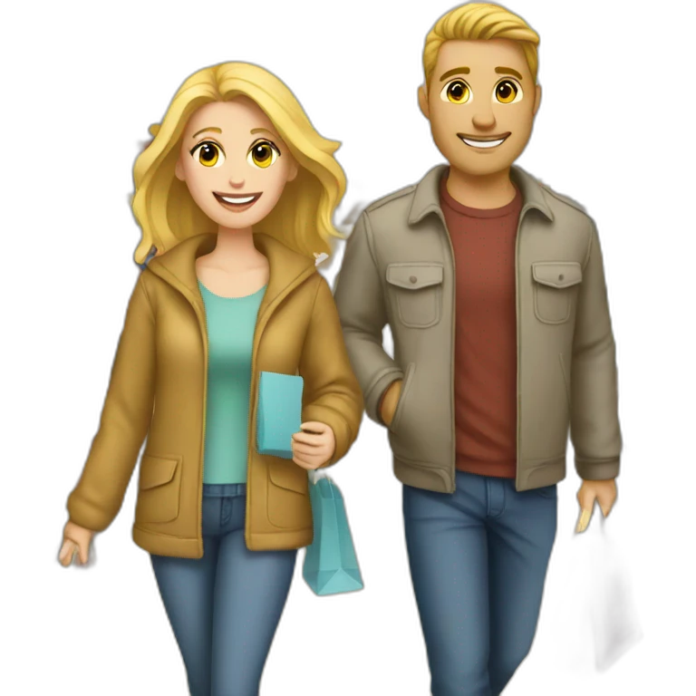 white couple shopping together emoji