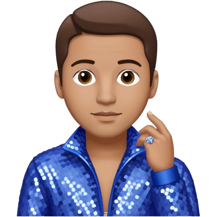 Mark Calderon, R&B Singer (b. 1970) from Color Me Badd with brown hair, periwinkle sequin outfit emoji