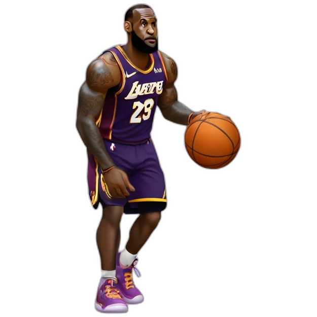 LeBron James en train de marquer un panier emoji
