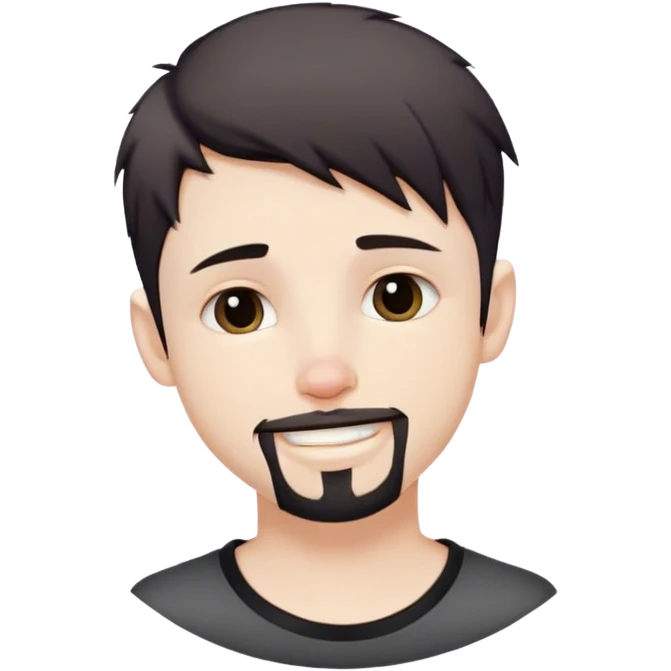 Cute white male, short dark colored hair and goatee, nose and lip piercing, emo smiling with mouth closed emoji