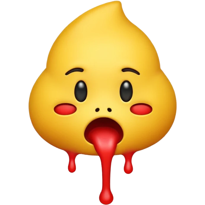  classic yellow emoji vomits with red stuff from mouth emoji